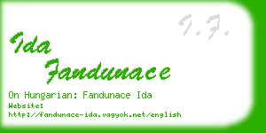 ida fandunace business card